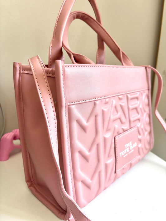 Tote rosado alto relieve